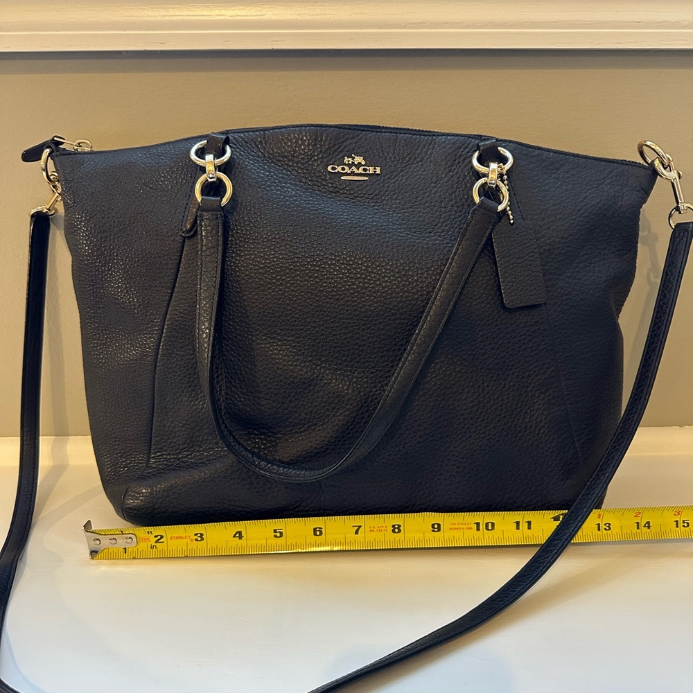 Coach navy leather two way Kelsey medium satchel bag f36591
